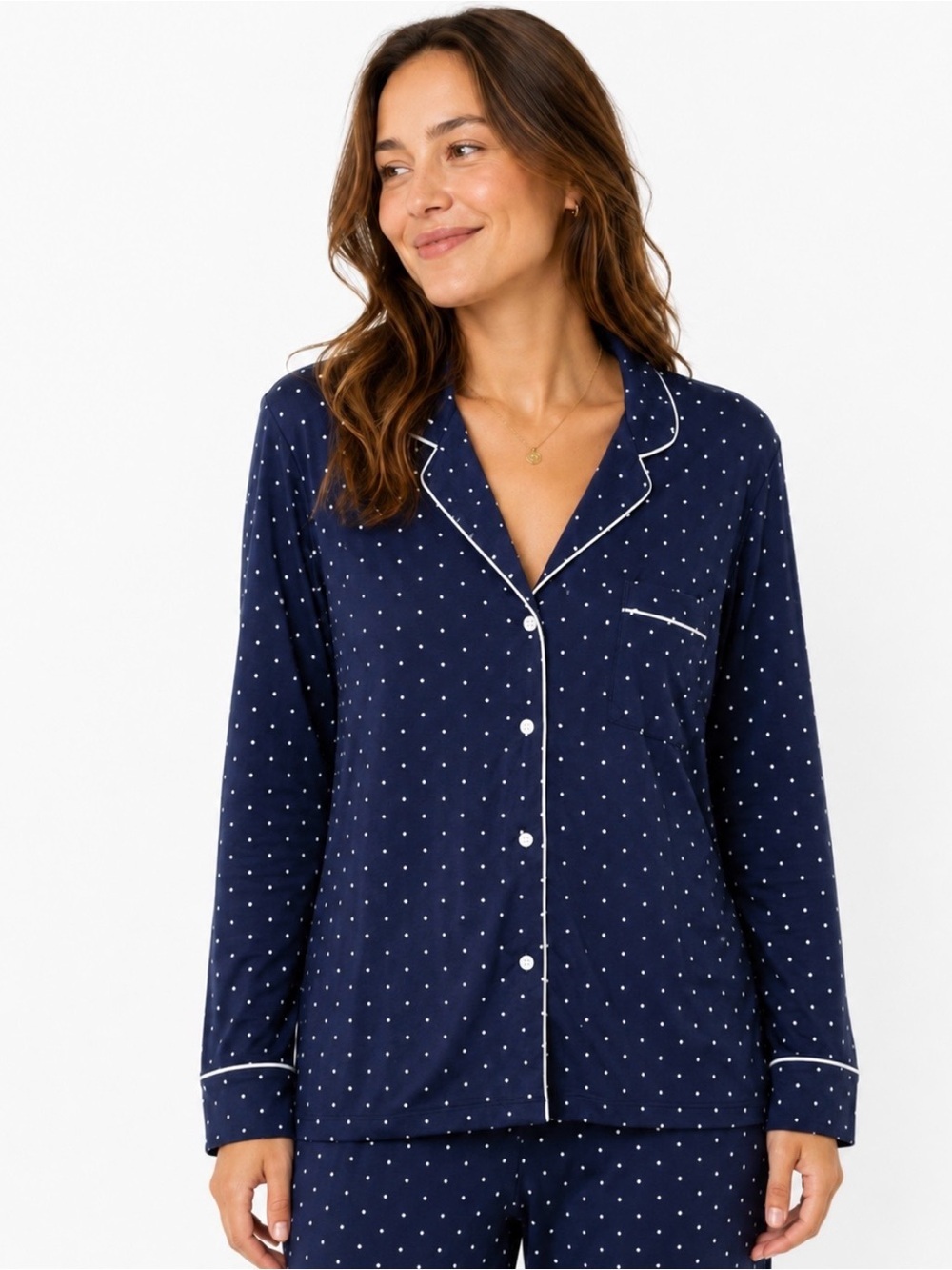 NWT GAP | Navy and White Polka Dot Notch Collar Button Front‎ Pajama Pj Top XXL
